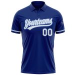 Custom Name and Number Personalized Royal White-Light Blue Vapor Golf Polo Shirt - Performance Wear for Team Sports Personalized