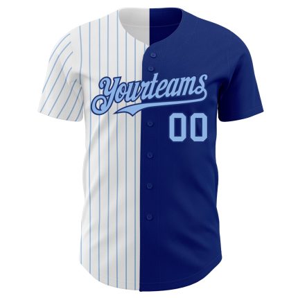 Custom Name and Number Authentic Baseball Jersey - Personalized Royal Blue and White Pinstripe Fashion Jersey Personalized