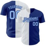 Custom Name and Number Authentic Baseball Jersey - Personalized Royal Blue and White Pinstripe Fashion Jersey Personalized