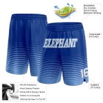 Custom Team Name and Number Personalized Authentic Basketball Shorts, Royal White Light Blue Pinstripe Fade Design Personalized