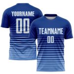 Custom Name and Number Soccer Jersey for Team - Personalized Royal White-Light Blue Pinstripe Fade Fashion Uniform Personalized