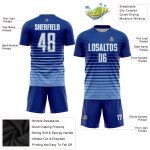 Custom Name and Number Soccer Jersey for Team - Personalized Royal White-Light Blue Pinstripe Fade Fashion Uniform Personalized