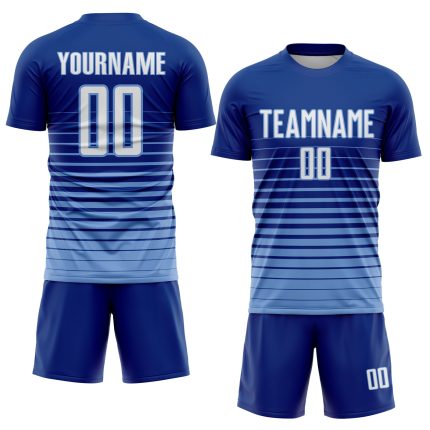 Custom Name and Number Soccer Jersey for Team - Personalized Royal White-Light Blue Pinstripe Fade Fashion Uniform Personalized
