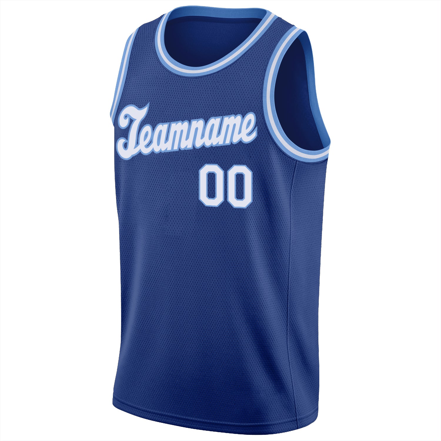 Personalized Royal White-Light Blue Round Neck Rib-Knit Basketball Jersey Team Custom Name and Number Custom Name & Number Basketball Jersey - Personalized Royal Light Blue Round Neck Rib-Knit Design Personalized Royal White-Light - Image 6