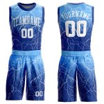 Custom Name Number Basketball Jersey Suit Royal White Light Blue Round Neck Sublimation Personalized Team Uniform Personalized
