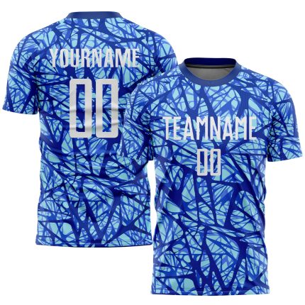 Personalized Soccer Jersey Royal White Light Blue Sublimation Uniform Personalized Royal White-Light Blue Sublimation Soccer