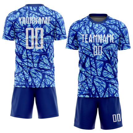 Personalized Soccer Jersey Royal White Light Blue Sublimation Uniform Personalized Royal White-Light Blue Sublimation Soccer