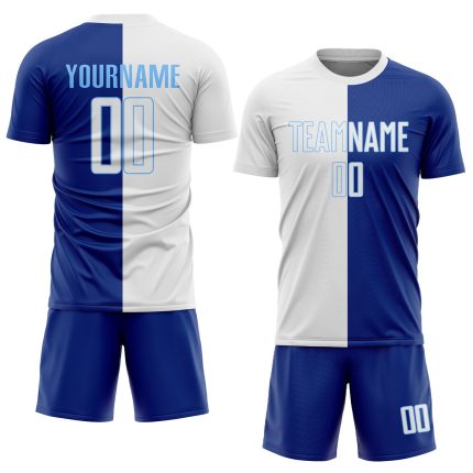 Custom Name Number Soccer Jersey - Personalized Royal Light Blue Sublimation Split Fashion Uniform Team Personalized Royal