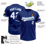 Personalized Unisex Softball Jersey - Royal White Light Blue Two-Button Design Personalized Royal White-Light Blue Two-Button