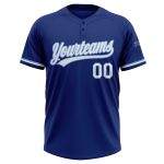 Personalized Unisex Softball Jersey - Royal White Light Blue Two-Button Design Personalized Royal White-Light Blue Two-Button