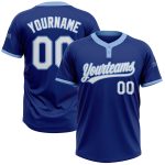 Custom Name and Number Softball Jersey - Personalized Royal White Light Blue Two-Button Unisex Team Jersey Personalized Royal