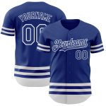 Custom Name and Number Personalized Authentic Baseball Jersey - Royal White Line Design Personalized Royal White Line Authentic
