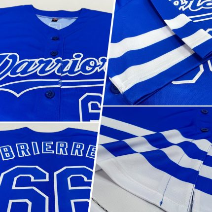 Custom Name and Number Personalized Authentic Baseball Jersey - Royal White Line Design Personalized Royal White Line Authentic