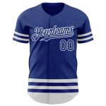 Custom Name and Number Personalized Authentic Baseball Jersey - Royal White Line Design Personalized Royal White Line Authentic