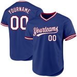 Custom Name and Number Personalized Authentic Baseball Jersey - Royal White Maroon Throwback Design Personalized Royal White-Maroon