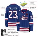 Personalized Custom Name Number Hockey Jersey in Royal White-Maroon - Team Apparel Personalized Royal White-Maroon Hockey