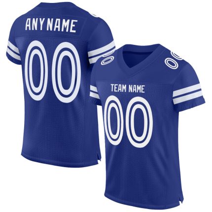 Custom Name and Number Authentic Football Jersey - Personalized Royal White Mesh Team Jersey Personalized Royal White Mesh