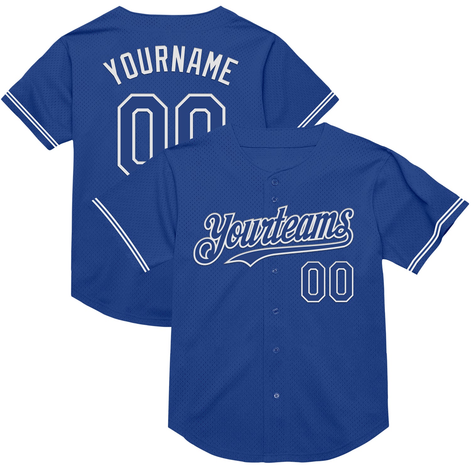 Custom Royal White Mesh Baseball Jersey - Authentic Throwback Style Personalized Royal White Mesh Authentic Throwback Baseball