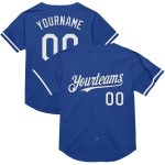 Custom Name Number Baseball Jersey - Personalized Royal White Mesh Authentic Throwback Team.design. Personalized Royal White