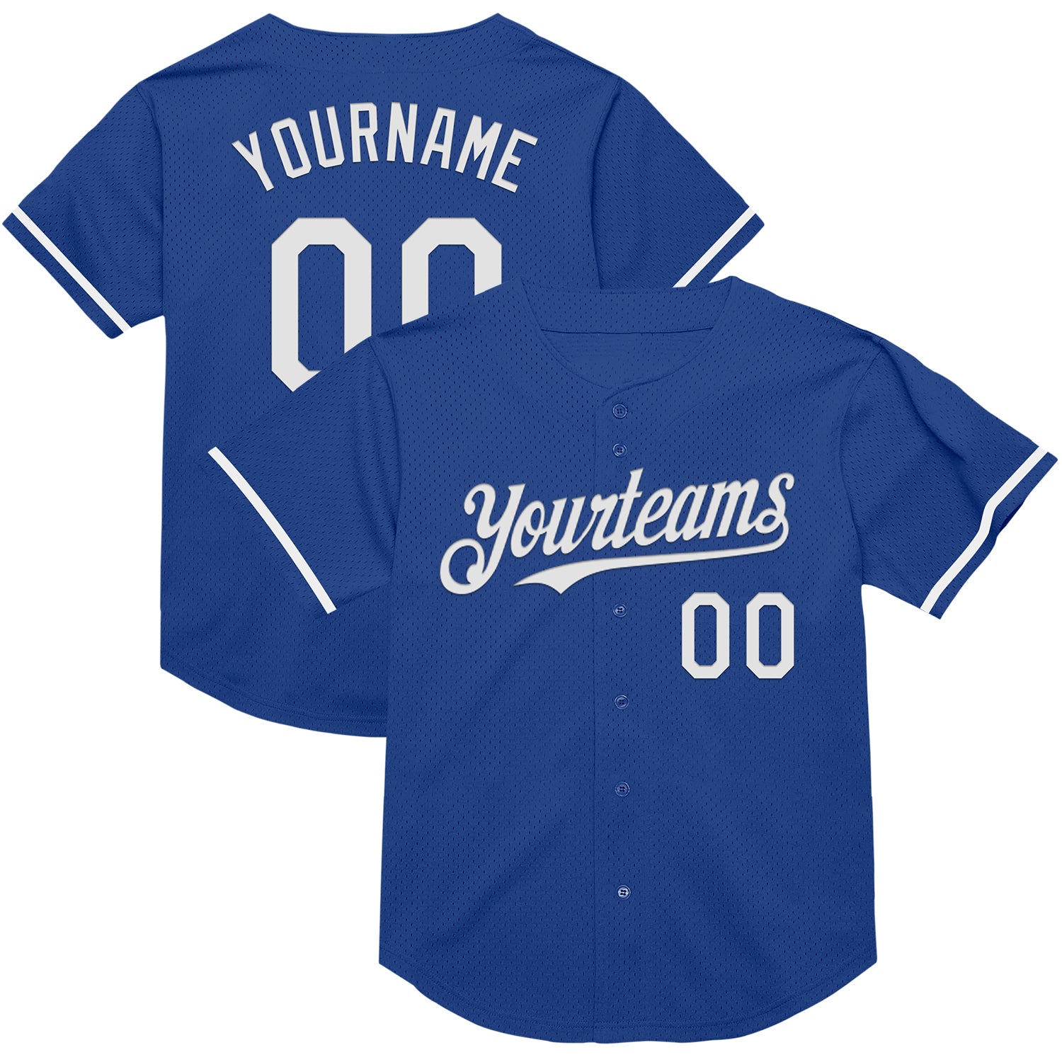 Custom Name Number Baseball Jersey - Personalized Royal White Mesh Authentic Throwback Team.design. Personalized Royal White