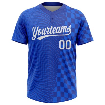 Custom Name and Number Unisex Softball Jersey - Personalized 3D Pattern in Royal White and Navy, Two-Button Design Personalized