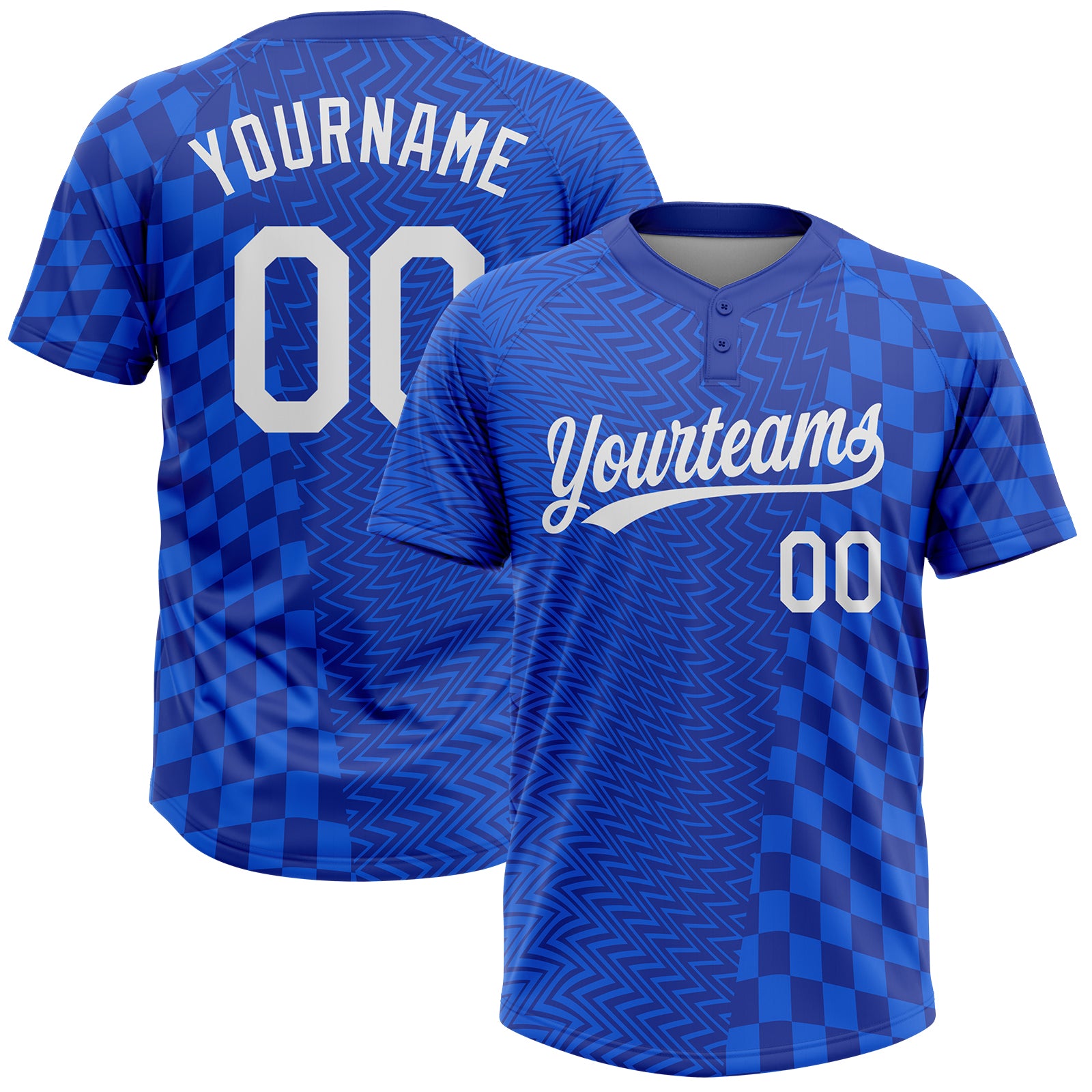 Custom Name and Number Unisex Softball Jersey - Personalized 3D Pattern in Royal White and Navy, Two-Button Design Personalized