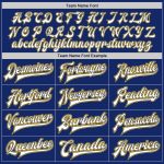 Custom Team Name Number Bomber Jacket Royal White Navy Gold Full-Snap Varsity Letterman Personalized Royal White Navy-Gold