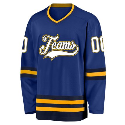 Custom Name and Number Personalized Royal White-Navy Hockey Jersey - Team Apparel Personalized Royal White-Navy Hockey Jersey