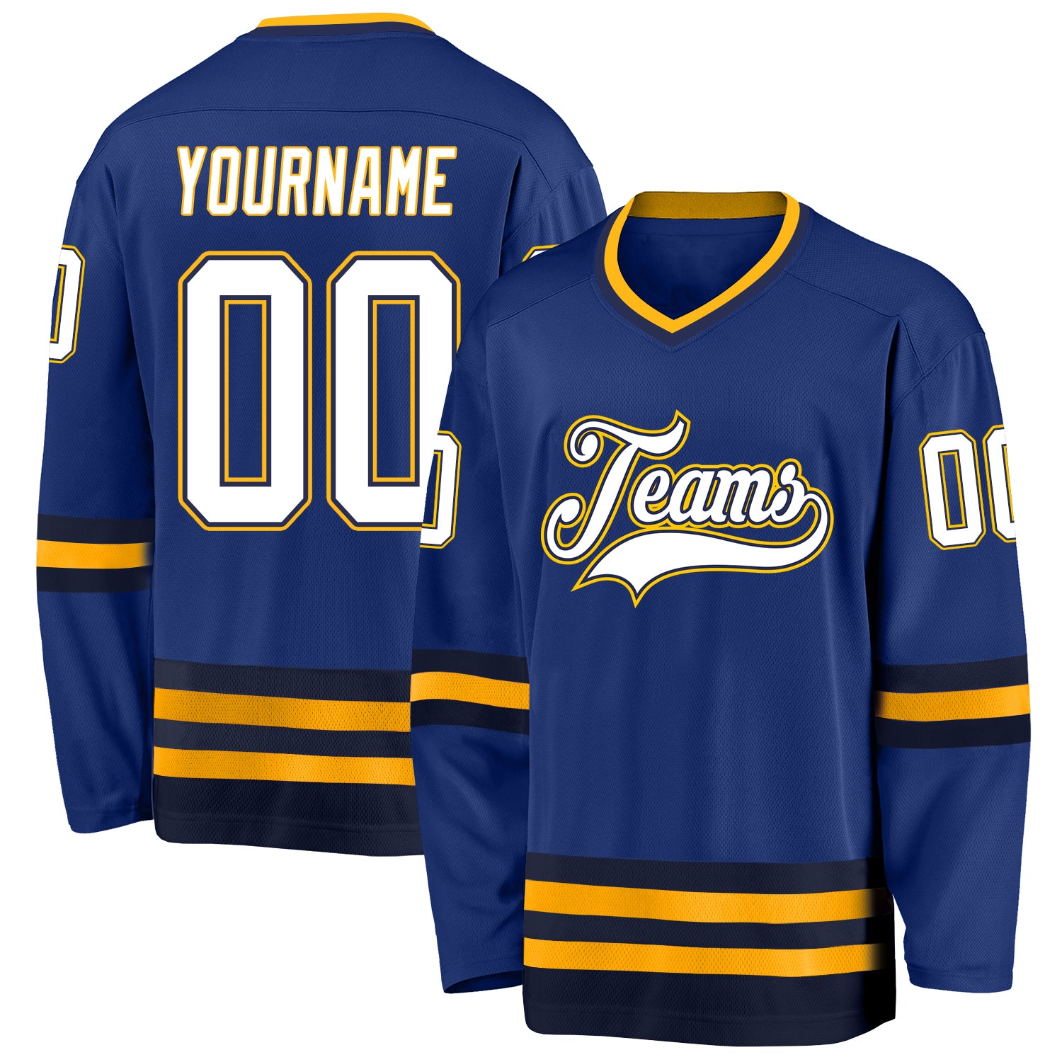 Custom Name and Number Personalized Royal White-Navy Hockey Jersey - Team Apparel Personalized Royal White-Navy Hockey Jersey