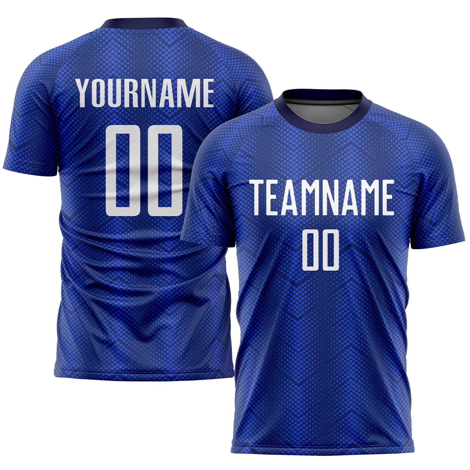 Custom White-Navy Sublimation Soccer Jersey - Personalized Soccer Uniform Personalized Royal White-Navy Sublimation Soccer