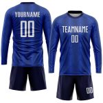 Custom White-Navy Sublimation Soccer Jersey - Personalized Soccer Uniform Personalized Royal White-Navy Sublimation Soccer