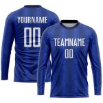 Custom White-Navy Sublimation Soccer Jersey - Personalized Soccer Uniform Personalized Royal White-Navy Sublimation Soccer