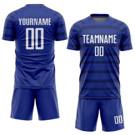 Custom Team Soccer Uniform Jersey with Personalized Name and Number - Royal White-Navy Sublimation Design Personalized Royal