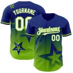 Personalized 3D Pattern Gradient Twinkle Star Baseball Jersey - Custom Name & Number, Royal White-Neon Green Personalized