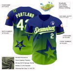 Personalized 3D Pattern Gradient Twinkle Star Baseball Jersey - Custom Name & Number, Royal White-Neon Green Personalized