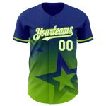 Personalized 3D Pattern Gradient Twinkle Star Baseball Jersey - Custom Name & Number, Royal White-Neon Green Personalized