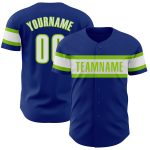Custom Authentic Baseball Jersey with Personalized Name and Number, Royal White-Neon Green Team Design Personalized Royal