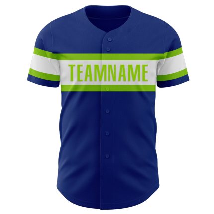 Custom Authentic Baseball Jersey with Personalized Name and Number, Royal White-Neon Green Team Design Personalized Royal