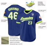 Custom Name and Number Authentic Throwback Baseball Jersey - Personalized Royal White Neon Green Team Jersey Personalized
