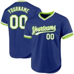 Custom Name and Number Authentic Throwback Baseball Jersey - Personalized Royal White Neon Green Team Jersey Personalized