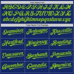 Custom Name and Number Personalized Royal White-Neon Green Pinstripe Baseball Jersey - Authentic Split Fashion Team Apparel