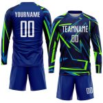 Custom Neon Green White Soccer Uniform Jersey - Personalized Sublimation Design Personalized Royal White-Neon Green Sublimation