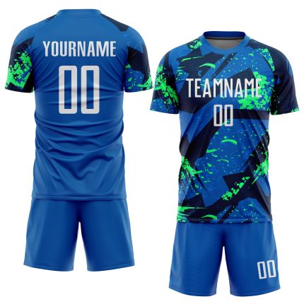 Custom Name Number Soccer Jersey - Personalized White Neon Green Sublimation Team Uniform Personalized Royal White-Neon Green