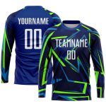 Custom Neon Green White Soccer Uniform Jersey - Personalized Sublimation Design Personalized Royal White-Neon Green Sublimation