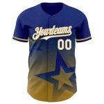 Custom Name & Number 3D Pattern Twinkle Star Baseball Jersey in Royal White-Old Gold Gradient Style - Personalized Team Apparel