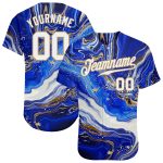 Custom Name and Number Baseball Jersey in Personalized Royal White-Old Gold 3D Pattern Design, Authentic Style Personalized