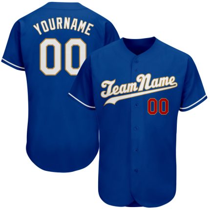 Custom Name and Number Baseball Jersey - Personalized Authentic Royal White-Old Gold Team Jersey Personalized Royal White-Old