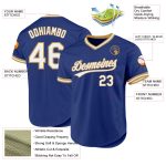 Custom Name and Number Authentic Throwback Baseball Jersey - Personalized Royal White-Old Gold Team Jersey Personalized Royal
