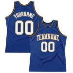 Custom Name & Number Personalized Royal White-Old Gold Basketball Jersey - Authentic Throwback Team Jersey Personalized Royal