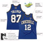 Custom Name & Number Personalized Royal White-Old Gold Basketball Jersey - Authentic Throwback Team Jersey Personalized Royal
